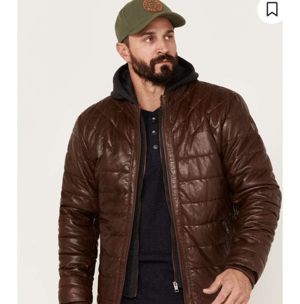 Mauritius Black Leather Quilted Jacket Mens